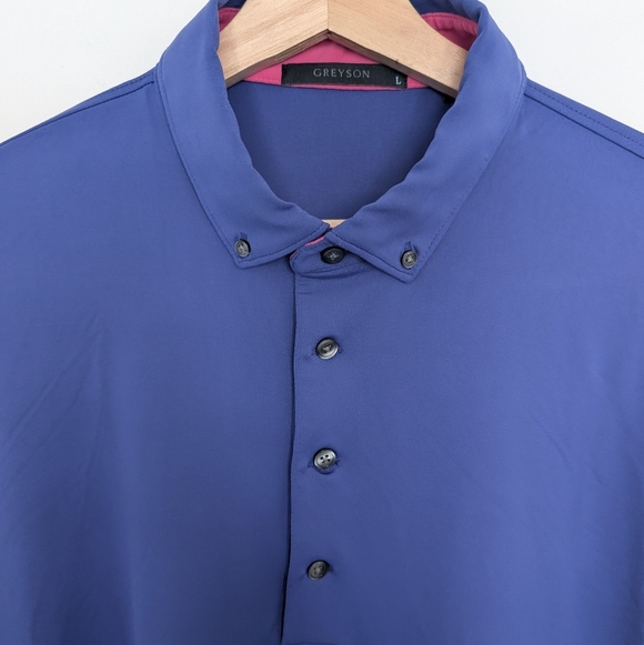 Greyson Polo Shirt Mens Large Relaxed Purple/Blue Collared Golf Rugby Casual Top - Picture 2 of 8